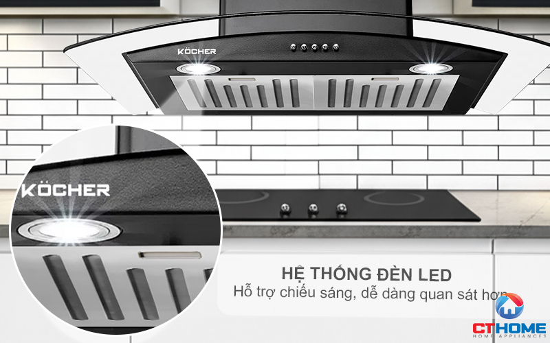 MÁY HÚT MÙI GẮN TƯỜNG KÍNH CONG KOCHER K-8870BL NGANG 70CM K8870BL 3
