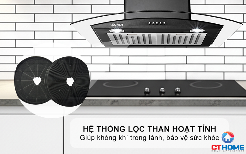 MÁY HÚT MÙI GẮN TƯỜNG KÍNH CONG KOCHER K-8870BL NGANG 70CM K8870BL 5