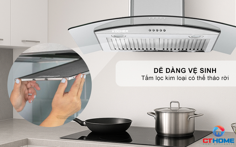 MÁY HÚT MÙI GẮN TƯỜNG KÍNH CONG KOCHER K-8870PRO NGANG 70CM K8870PRO 8