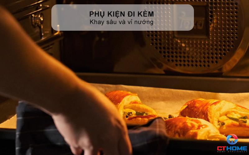 Phụ kiện đi kèm: Khay sâu và vỉ nướng