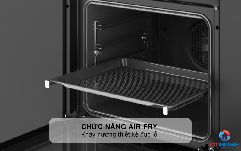 Chức năng Air fry với khay nướng thiết kế đục lỗ