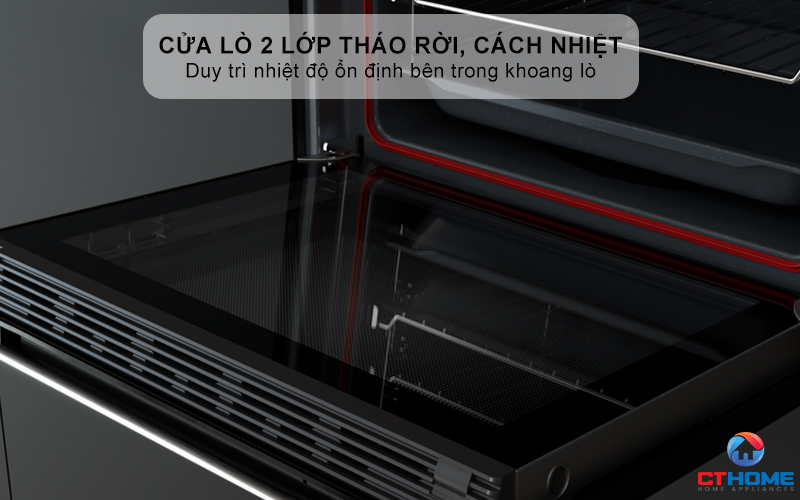 Cửa lò 2 lớp có thể tháo rời và cách nhiệt