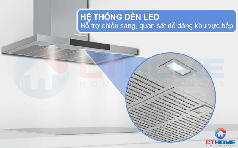 Hệ thống đèn LED chiếu sáng, dễ dàng quan sát khu vực bếp