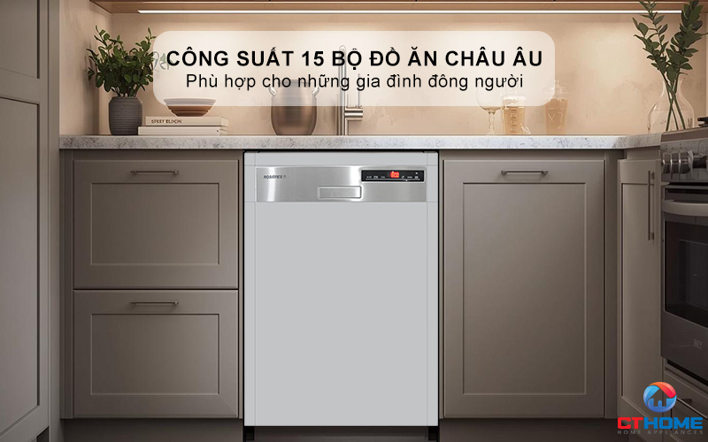 Dung tích lớn, sức chứa lên tới 15 bộ bát đĩa