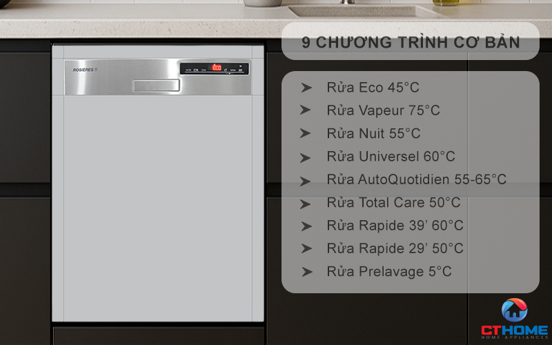 9 chương trình rửa đa dạng, 6 mức độ linh hoạt tùy mức độ bẩn