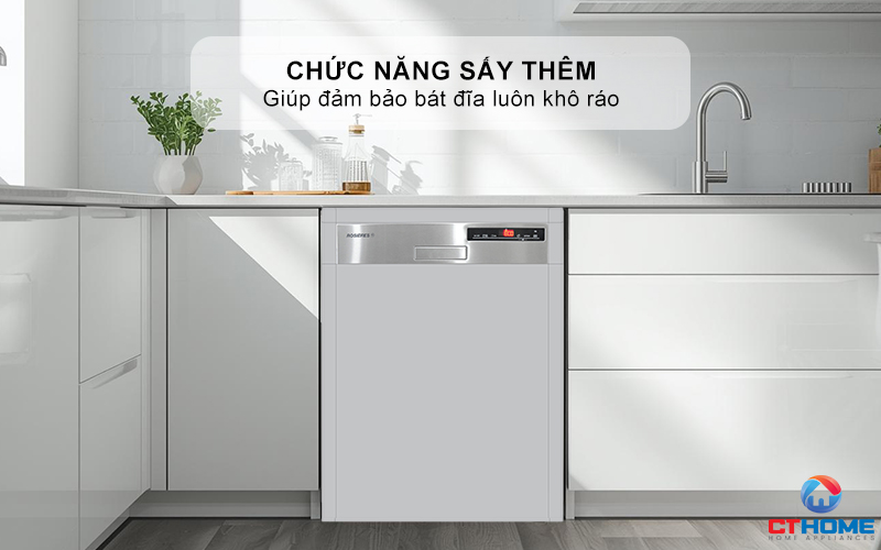 Chức năng sấy thêm giúp đảm bảo bát đĩa luôn khô ráo - Không còn đọng nước hay ẩm mốc