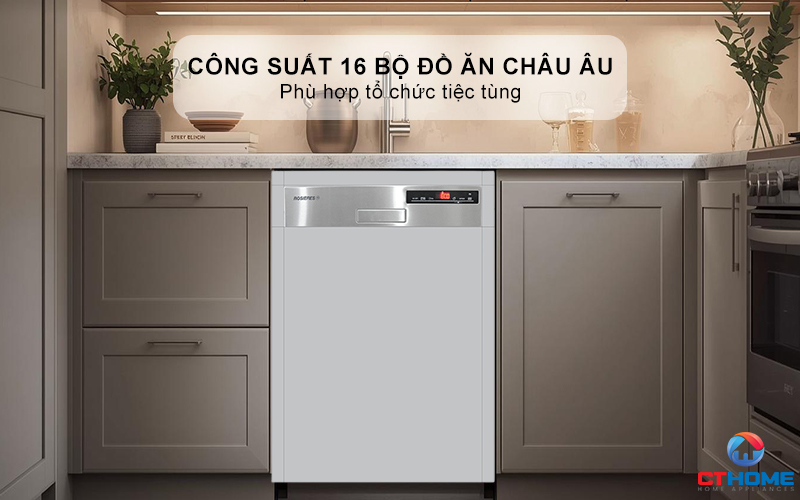 Dung tích lớn, sức chứa lên tới 16 bộ bát đĩa