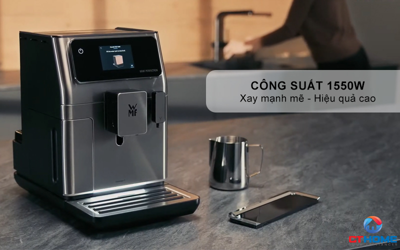 Công suất 1550W hiệu quả cao, xay cà phê mạnh mẽ