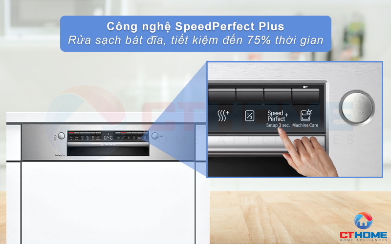 Lựa chọn SpeedPerfect Plus giúp tăng tốc độ rửa, tiết kiệm đến 75% thời gian.