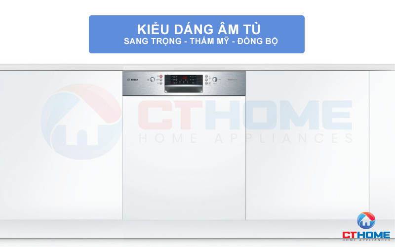 Kiểu dáng bán âm của máy rửa bát Bosch SMI46IS03E mang đến sự sang trọng, thẩm mỹ cho gian bếp