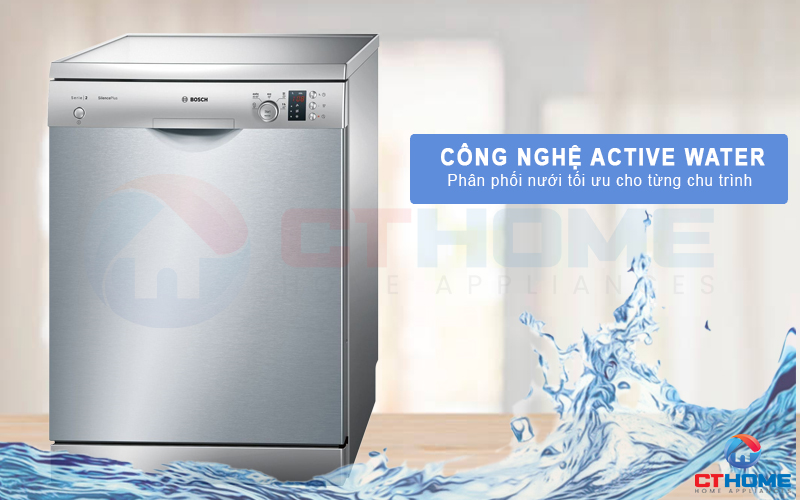 Công nghệ Active Water mang lại hiệu quả phân phối nước tối ưu cho từng chu trình rửa