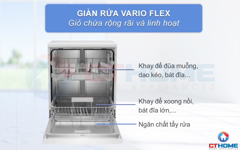 Hệ thống rổ chứa VarioFlex rộng rãi, linh hoạt