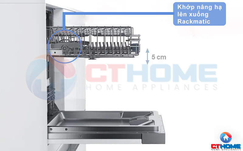 Khớp nâng hạ Rackmatic thông minh cho phép điều chỉnh độ cao giàn rửa.