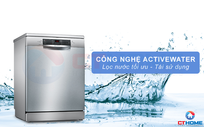 Công nghệ ActiveWater quản lý và điều chỉnh tối ưu lượng nước rửa cho mỗi chu trình.
