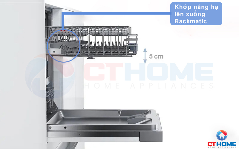 Hệ thống Rackmatic trong máy rửa bát Bosch SMS68PW01E