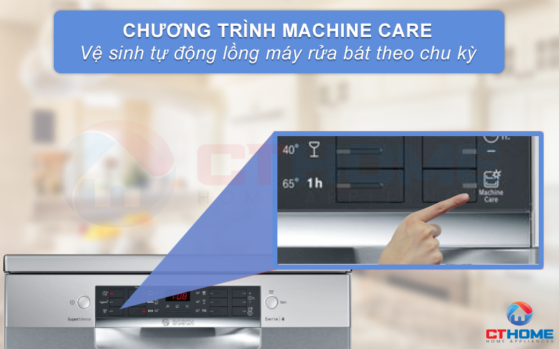 Vệ sinh tự động máy rửa bát nhờ chương trình Machine Care