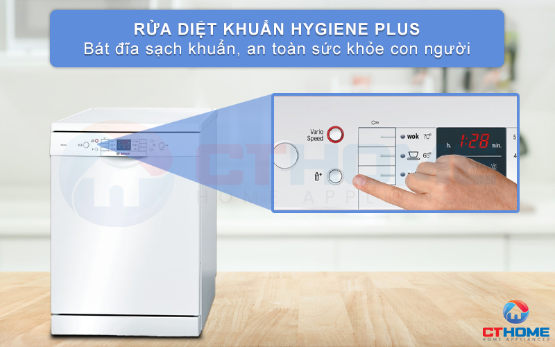 Rửa diệt khuẩn Hygiene Plus giúp bát đĩa sạch khuẩn, an toàn hơn