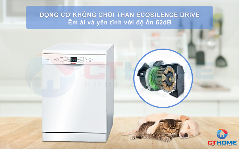 Động cơ không chổi than EcoSilence Drive giúp máy vận hành êm ái