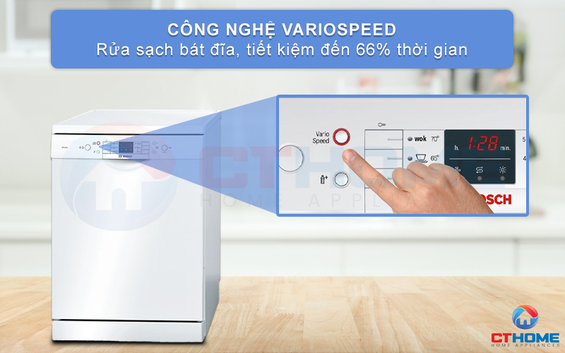 Chức năng VarioSpeed giúp rửa nhanh, tiết kiệm 66% thời gian