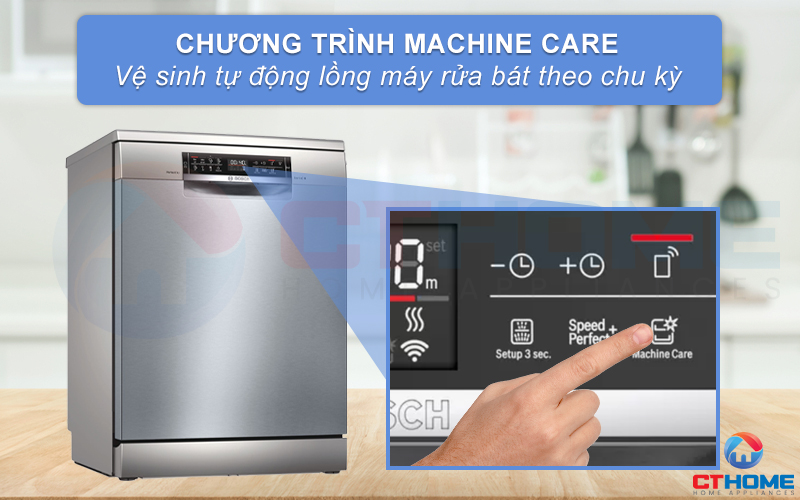 Lựa chọn Machine Care để vệ sinh máy rửa bát Bosch SMS6ZCI42E tự động.