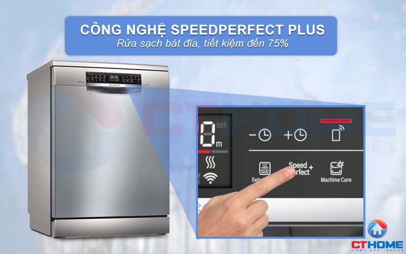 Tiết kiệm 75% thời gian rửa hơn nhờ tính năng SpeedPerfect Plus.