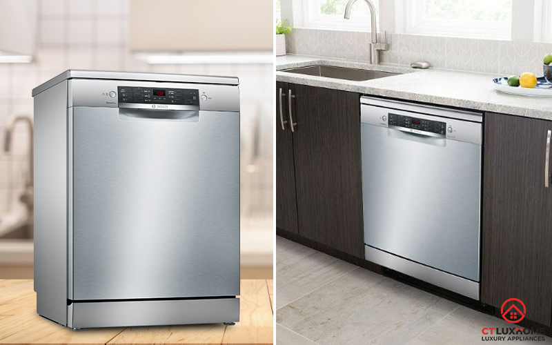 Người dùng có thể lựa chọn lắp đặt độc lập hoặc âm tủ cho máy rửa bát Bosch SMS46GI01P.