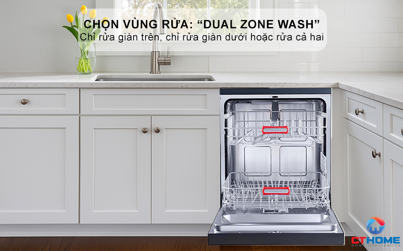Chọn vùng rửa: “Dual Zone Wash” linh hoạt