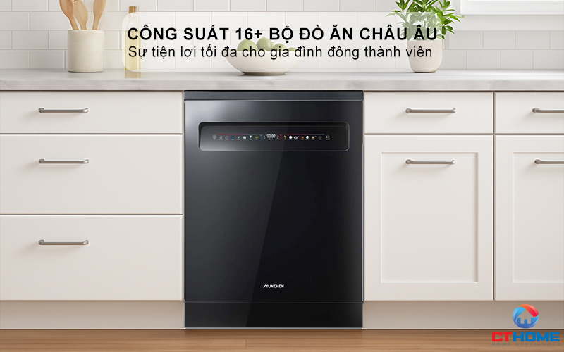 Dung tích chứa lớn, công suất rửa 16+ bộ bát