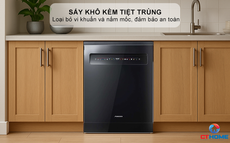 Sấy khô bát đĩa như được phơi nắng kèm tiệt trùng