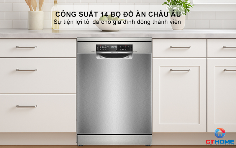 Dung tích chứa lớn, công suất rửa 14 bộ đồ ăn Châu Âu