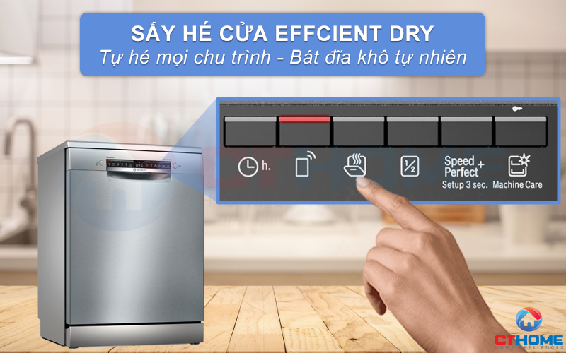 Sấy hé cửa khô bát đĩa hiệu quả hơn khi kích hoạt Efficient Dry