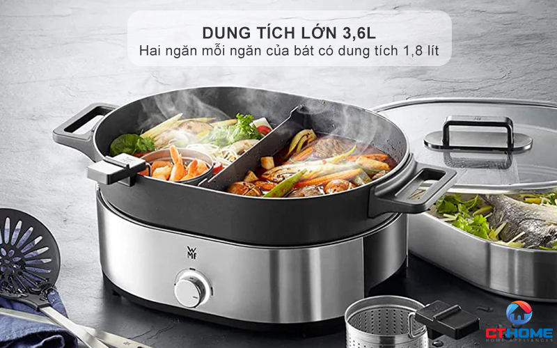 Dung tích lớn 3,6L - Hai ngăn mỗi ngăn của bát có dung tích 1,8 lít
