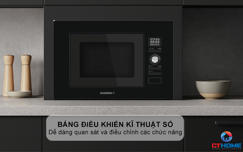 LÒ VI SÓNG KẾT HỢP NƯỚNG ÂM TỦ ROSIERES RMG20/1PN 20 LÍT MÀU ĐEN RMG201PN 4