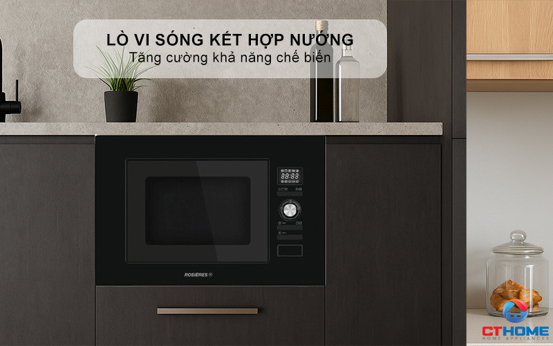 LÒ VI SÓNG KẾT HỢP NƯỚNG ÂM TỦ ROSIERES RMG20/1PN 20 LÍT MÀU ĐEN RMG201PN 5
