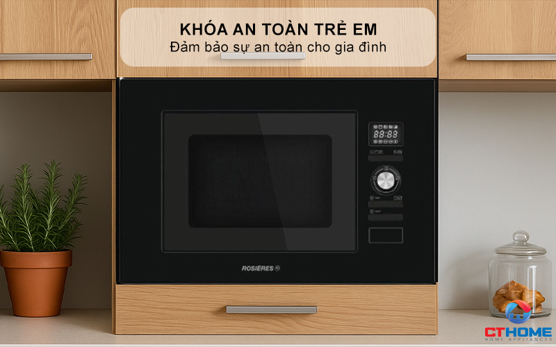 LÒ VI SÓNG KẾT HỢP NƯỚNG ÂM TỦ ROSIERES RMG20/1PN 20 LÍT MÀU ĐEN RMG201PN 8