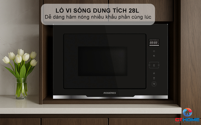 LÒ VI SÓNG KẾT HỢP NƯỚNG ROSIERES RMGS28PN 28L MÀU ĐEN 2