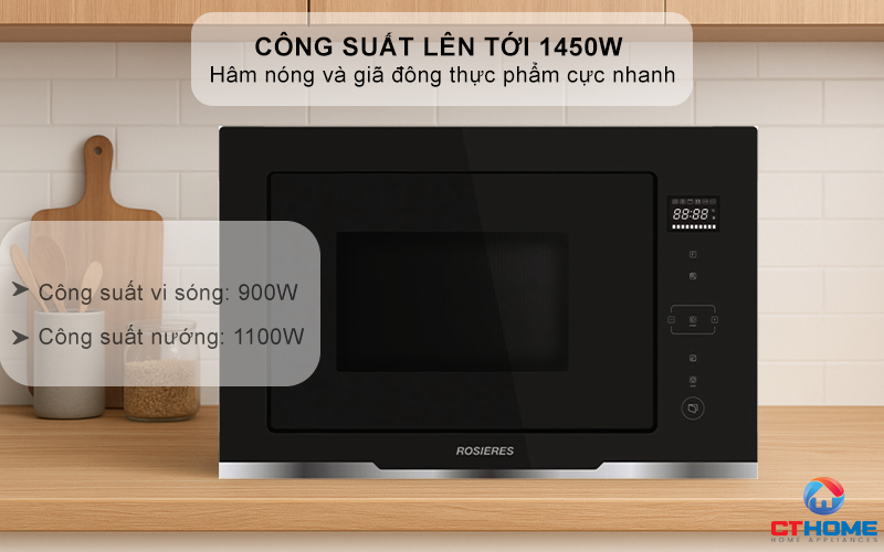 LÒ VI SÓNG KẾT HỢP NƯỚNG ROSIERES RMGS28PN 28L MÀU ĐEN 3