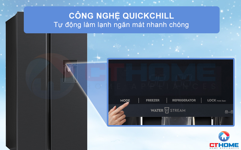 Công nghệ QuickChill tự động làm lạnh ngăn mát nhanh chóng