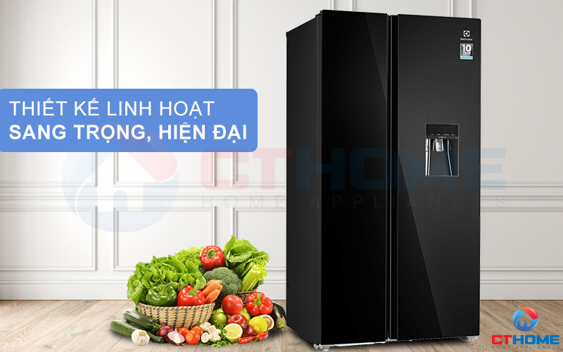 Tủ lạnh Electrolux ESE6645A-BVN sở hữu thiết kế Side by Side hiện đại và sang trọng
