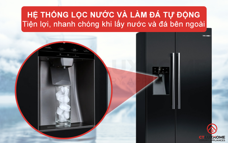 Tủ lạnh Bosch KAI93VBFP với công nghệ lấy đá ngoài tiện lợi