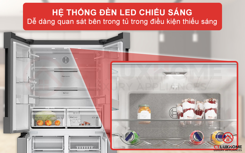 Đèn LED chiếu sáng bên trong khoang tủ