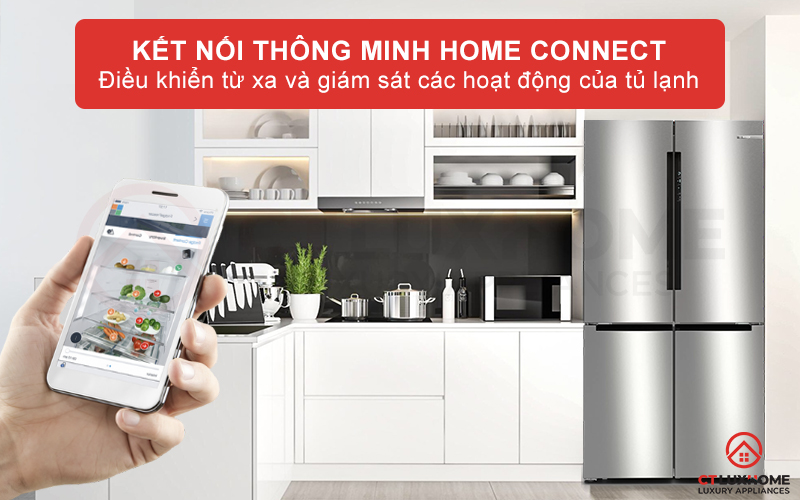 Điều khiển và giám sát các hoạt động của tủ lạnh thông qua ứng dụng Home Connect