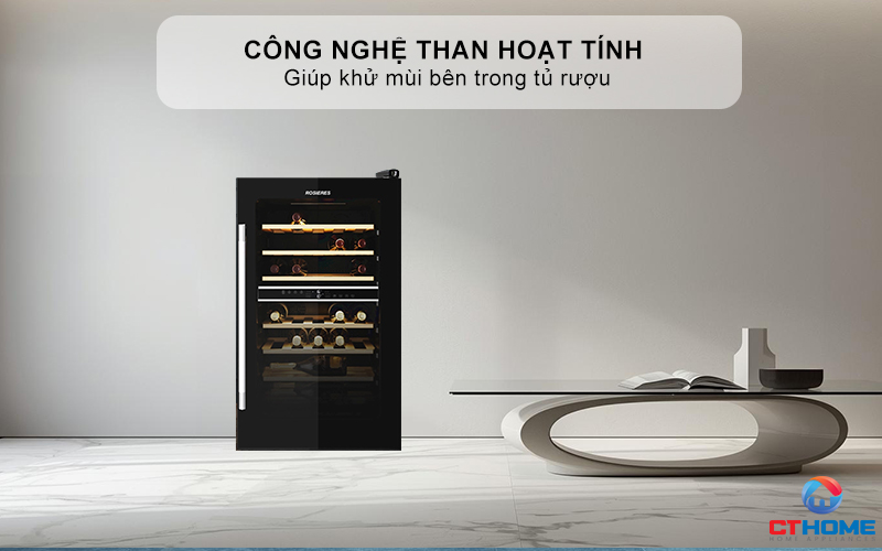 Công nghệ than hoạt tính giúp khử mùi bên trong tủ rượu