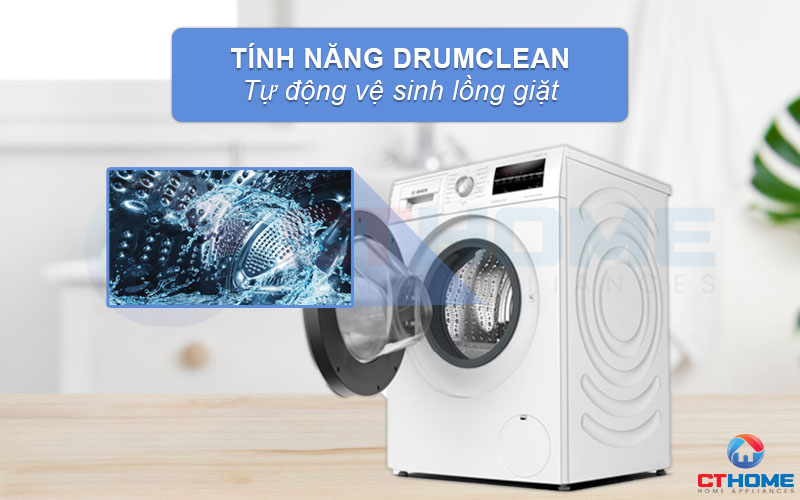 Dễ dàng vệ sinh lồng giặt máy giặt sấy WNA14400SG với tính năng DrumClean.