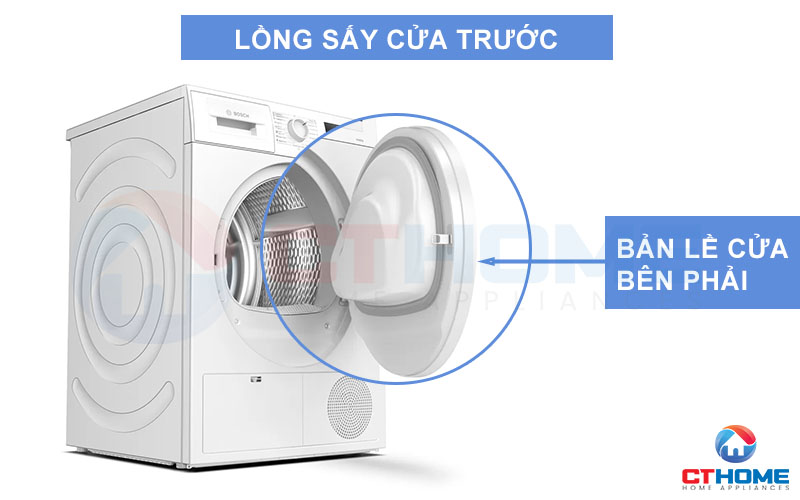 Lồng máy được thiết kế cửa trước, bản lề cửa bên phải cho góc mở tối đa 175 °