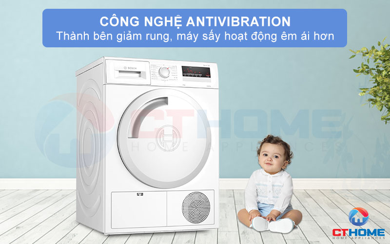 Công nghệ AntiVibration giảm độ rung 2 bên thành, giúp máy hoạt động hiệu quả hơn