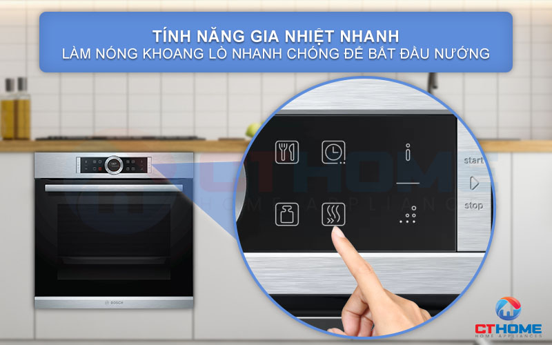 Làm nóng khoang lò nhanh chóng với chức năng gia nhiệt nhanh Rapid Heating