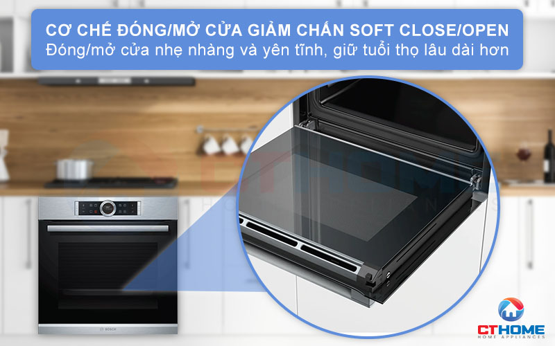 Cơ chế đóng/mở giảm chấn Soft Close/Open giúp đóng/mở cửa nhẹ nhàng, yên tĩnh