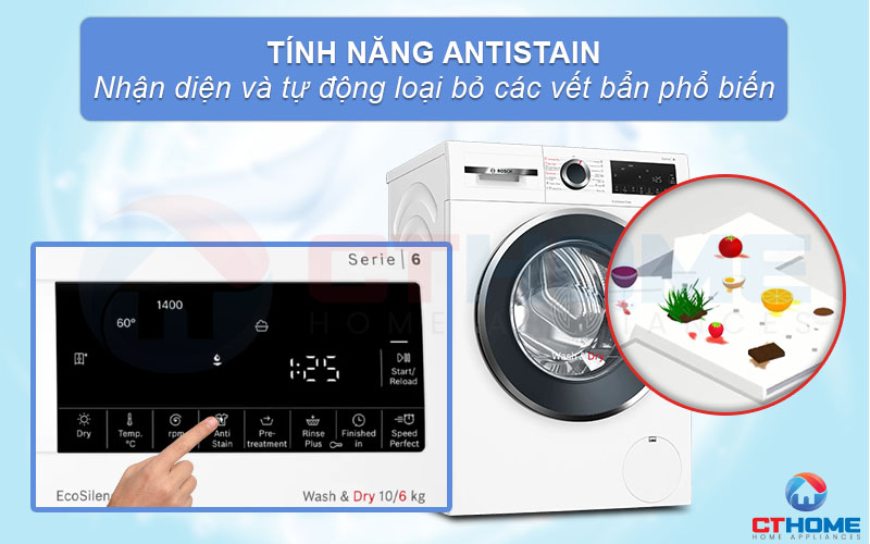 Lựa chọn AntiStain tự động loại bỏ 4 vết bẩn phổ biến trên quần áo