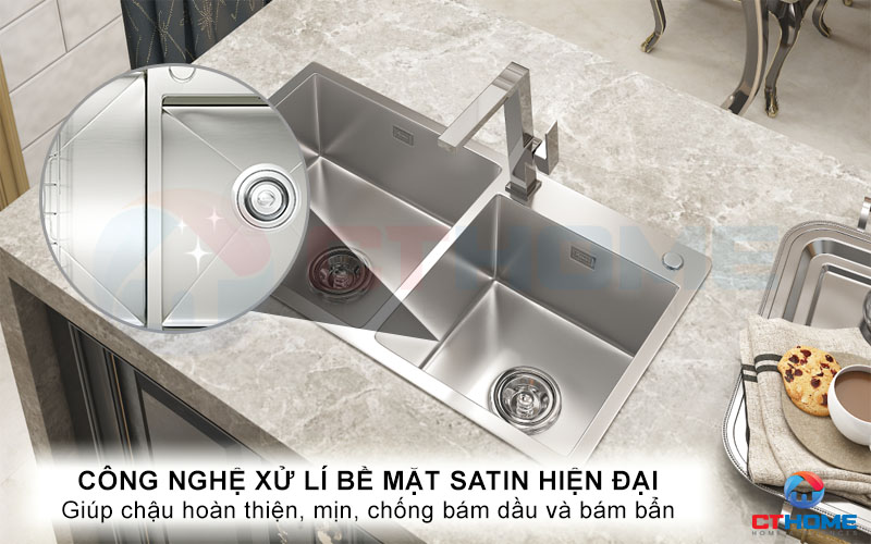 Chậu rửa Overmount Sink KN8245DO được trang bị công nghệ Brass